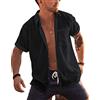 Runcati Camicia da spiaggia a maniche corte da uomo in cotone e lino con colletto rovesciato, camicia estiva per il tempo libero camicie per, Verde, XXL