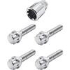 Simoni Racing BRA/50 Kit 4 Bulloni Antifurto Ruote M12x1.5 Lunghezza 45 mm, Chiave 17-19, Acciaio Cromato Classe 10.9 Made in Italy