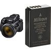 Nikon Coolpix P1000 Fotocamera Bridge, Zoom Ottico 125x, Video 4K/UHD, Bluetooth, Wi-Fi, Nero [Nital card: 4 anni di garanzia] & ENEL20a Batteria Ricaricabile Li-ion, 1110 mAh, Nera