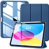TiMOVO Cover per iPad A16 11 Generazione 11 Pollici 2025, iPad 10 Generazione 2022 10,9 Pollici con Portapenne, Custodia con Trasparente, Funzione di Auto Sveglia/Sonno, Bice