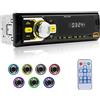 NHOPEEW Autoradio 1 Din - Stereo Auto con doppio Bluetooth - FM Radio Auto Supporto 7 colori retroilluminati - U Disk/AUX in/TF Card play/APP localizzare e trovare l'auto + Telecomando