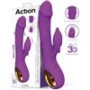 Action Fliper Triple Motor Vibrator with Thrusts & Double Pulsation Purple
