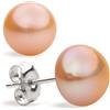 Secret & You Orecchini da donna di perle bottone coltivate d'acqua dolce in colore arancio pesca SECRET & YOU - Argento sterling 925 - Disponibile in 4 misure da 8 mm a 11 mm