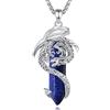 EUDORA Harmony Ball Collana Drago con Lapislazzuli per Donna Uomo, Prisma Esagonale Cristallo Amuleto di Energia Rame Placcato Argento Ciondolo Drago Gioielli Regalo per Mamma Moglie, 22+24