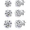 SILBERTALE Set di 3 Paia Orecchini Donna Uomo Argento 925 Zirconia Cubica da 3 a 8 mm Gioielli Brillante Regalo Eleganti