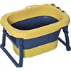 HOMCOM Vaschetta Bagnetto Pieghevole per Neonati e Bambini di 0-6 Anni, in Plastica Antiscivolo, Blu e Giallo, 75.3x55.4x43cm