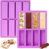 Huahuanghui 2 Pezzi Stampi In Silicone Per Dolci Rettangolari, Stampo Per Barrette Di Cereali, Stampo Rettangolari Silicone 8 Cavità, Antiaderente Mini Teglia Stampo,Stampo per Pane Antiaderente in Silicone