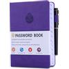 JIANTA Quaderno delle Password, Password Book Alphabetical with Tabs A-Z Index, Taccuino Address Book, Rubrica, Tascabile, Copertina Rigida, Organizer per Password, 13 cm x 19 cm, Viola