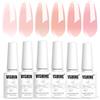 Vishine Jelly Gel Nail Polish 8ML Set Sheer Nude Pink Gel Polish Crystal Transparent Gel Polish Kit Nail Art Varnish Manicure Collection Gift Set 6PCS