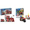 LEGO City Caserma dei Pompieri e Autopompa, Stazione con Camion Giocattolo d'Emergenza & City Motocicletta dei Pompieri da Soccorso, Giochi per Bambini e Bambine da 4 Anni in su