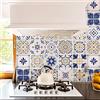 RE-COVERTILES - Adesivi Piastrelle Cucina Bagno Mattonelle adesive in PVC Impermeabili Antigraffio Stickers Decorazione Parete Cementine Peel and Stick - Modello 24 Pz 10x10 cm PS00236 Made in Italy