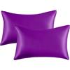 My home store Confezione da 2 federe per cuscini in raso, per la salute della pelle e dei capelli, con chiusura a busta, dimensioni standard 50 x 75 cm, colore viola