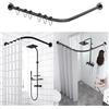 AUBWIG Tenda Doccia Binario Estensibile In Acciaio Inox A Forma Di L Vasca Da Bagno Angolo Doccia Tenda Asta Nessuna Foratura Per Negozio Di Abbigliamento Bagno(75-95cmx75-95cm)