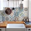 RE-COVERTILES - Adesivi Piastrelle Cucina Bagno Mattonelle adesive in PVC Impermeabili Antigraffio Stickers Decorazione Parete Cementine Peel and Stick - Modello 24 Pz 10x10 cm PS00208 Made in Italy