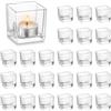 Hewory Portacandele per Tea Light, Set di 24 Barattoli in Vetro Trasparente, Portacandele Quadrato per Ceri Votivi per Decorazione di Matrimonio, Festa a Tavola per Compleanno