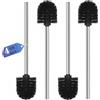 Topsky Scopino Bagno WC con manico in acciaio inox, set di 4 pezzi spazzolone WC, ideale per la pulizia del bagno (Nero)