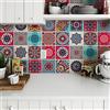 RE-COVERTILES - Adesivi Piastrelle Cucina Bagno Mattonelle adesive in PVC Impermeabili Antigraffio Stickers Decorazione Parete Cementine Peel and Stick - Modello 24 Pz 10x10 cm PS00188 Made in Italy