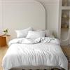 Il Gruppone Passione Casa Parure Copripiumino Matrimoniale in Raso di Cotone Lucido Tinta Unita Sacco E Federe Lussuoso Elegante Due Piazze Set Letto - Bianco - Matrimoniale