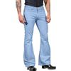 Generico Intera Anni 80 con Pantaloni a Zampa d'elefante in Tinta Unita Casual Moda Maschile Pantalone A da Palestra Tute Complete Cotone (Light Blue, S)