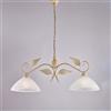 BeLight Lampadario in ferro laccato avorio con decorazione oro antico e diffusori in vetro diametro 30 alabastro bianchi 2 luci
