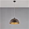 BeLight Sospensione diametro 35 in ferro laccato nero con decorazione esterna effetto ruggine e decorazione interna oro antico con cavo elettrico regolabile 1 luce