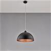BeLight Sospensione diametro 35 in ferro laccato nero con decorazione esterna nera e decorazione interna rame antico con cavo elettrico regolabile 1 luce