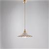 BeLight Sospensione in ferro laccato avorio e decorazione effetto decapè con diffusore in ceramica diametro 30 bianco e marrone con cavo elettrico ricoperto in tessuto intrecciato regolabile 1 luce