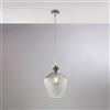 BeLight Sospensione in ferro laccato bianco con cavo elettrico regolabile e diffusore in vetro soffiato trasparente con decoro in rilievo 1 luce