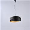 BeLight Sospensione in ferro laccato nero con con decorazione esterna nera e decorazione interna oro antico e cavo in acciaio regolabile 2 luci