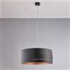 BeLight Sospensione in ferro laccato nero con decorazione esterna nera e decorazione interna rame antico con cavi acciaio regolabili 3 luci