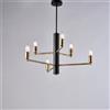 BeLight Sospensione in ferro laccato nero con finiture ottone brunito spazzolato 6 luci