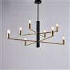 BeLight Sospensione in ferro laccato nero con finiture ottone brunito spazzolato 8 luci
