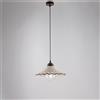 BeLight Sospensione in ferro laccato nero e decorazione effetto ruggine con diffusore in ceramica diametro 30 bianco e marrone con cavo elettrico ricoperto in tessuto intrecciato regolabile 1 luce