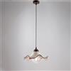 BeLight Sospensione in ferro laccato nero e decorazione ruggine con diffusore in ceramica diametro 30 bianco e marrone con cavo elettrico ricoperto in tessuto intrecciato regolabile 1 luce