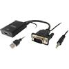 Equip 119038 cavo e adattatore video 0,2 m VGA (D-Sub) + 3.5mm DVI-D + USB Nero