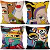 Aoihrraan Fodere per Cuscini Set di 4, Divertente Graffiti Throw Pillow Covers Donna Multicolore Face Eyes Morbido Peluche Corto Quadrato Federa per Divano Camera da Letto Sedia Casa Decoro 40x40cm