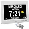 Orologio con Giorno e Data per Anziani, Orologio Digitale da 7 Pollici con Calendario Giornaliero con Telecomando, Orologio per la Demenza di Alzheimer con Display Extra Large, (Spina UE