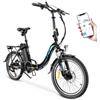 KAISDA K7 Ciclomotore elettrico pieghevole, bicicletta da montagna, motore 350W, SHIMANO a 7 velocità, controllo APP - Nero
