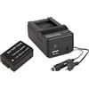 pabuTEL-Bundle 3-in-1 Set for Panasonic Lumix DC FZ82 Battery for Panasonic DMW-BMB9 + 4-in-1 Charger (for USB, microUSB, 220 V and Car) with Patona Display Pad