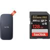 SanDisk 2TB Portatile SSD, Unità a stato solido esterna, velocità di lettura fino a 520 MB/s, Nero & 128GB Extreme PRO scheda SDXC + RescuePro Deluxe fino a 200 MB/s UHS-I Class 10 U3 V30