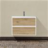 Mielearredo Mobile Bagno Sospeso con Cassetti 80 cm ZAO Cemento/Rovere Oro con Lavabo in Ceramica e Specchio