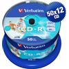 Verbatim 600 CD-R Verbatim 43438 no ID Print STAMPABILI 700MB 52x 80 Min Cake - 50x12