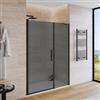 DEGHI Box doccia nicchia 160 cm battente 95 cm e lato fisso con vetro temperato fumé e profilo nero 195h - Nilo
