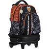 m-office Zaino Scolastico con Ruote per Giovani Tre Scomparti, Valencia CF, Doppia Cerniera con Carrello Rimovibile 34,5x44,5x23cm Colore Nero (Valencia)
