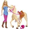 Mattel Barbie Doll, Blonde, Wearing Riding Outfit with Helmet, and Light Brown Horse wi