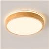 YYUTLUO Plafoniera a LED in Legno, Lampada Rotonda in Legno Naturale con Bagliore Superiore 360° Bianco caldo 3000K, 18W 1600lm Soggiorno Cucina Sala da Pranzo Corridoio Casa Ufficio Cameretta(Ø30cm)