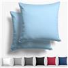 Alreya Set di 2 Federe per Cuscino in Raso 100% Cotone - 40 x 40 cm Azzurro - Con Chiusura Lampo YKK, Morbidissima, la confezione include solo la federa