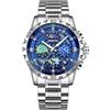 FORSINING Orologio da uomo Moon Phase Starry Sky Big Dial, analogico, in acciaio inox, 20 mm, alla moda, business, da uomo, Blu