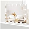 COSTWAY Specchio Trucco con 18 Luci, Specchio Rettangolare per Bagno con Interruttore a Sfioramento, Luce LED a 3 Colori, Luminosità Regolabile, 65 x 52,5 cm