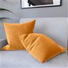 Arreditaly Set di 2 Federe Per Cuscini In Velluto Morbido e Resistente Copricuscini Per Divano Poltrona Soggiorno Arredo Arredamento Casa Design Moderno Elegante Cerniera Invisibile (50 x 50 cm, Giallo Arancio)